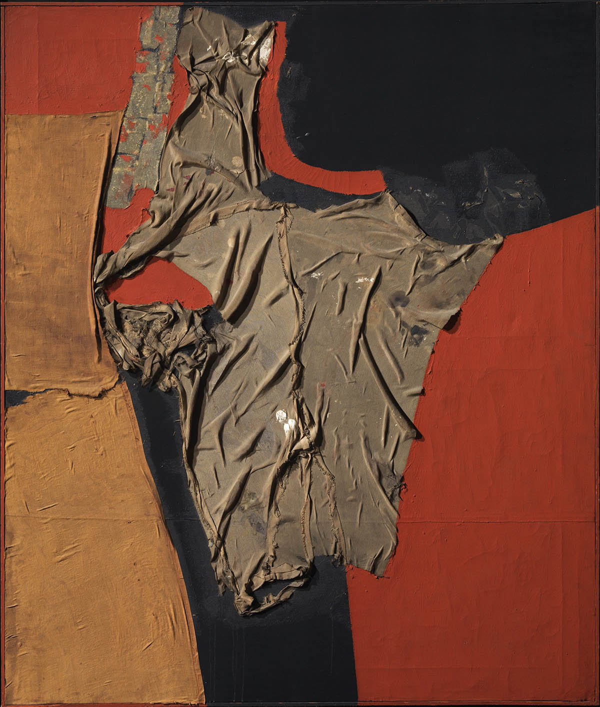 Alberto-Burri-Rosso-nero-1955-cloth-oil-and-glue-on-canvas-100-x-86-cm