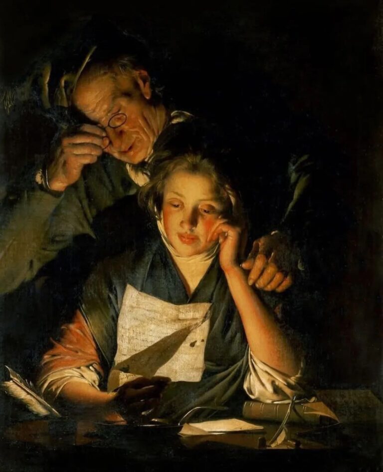 فتاة صغيرة تقرأ رسالة”1767م