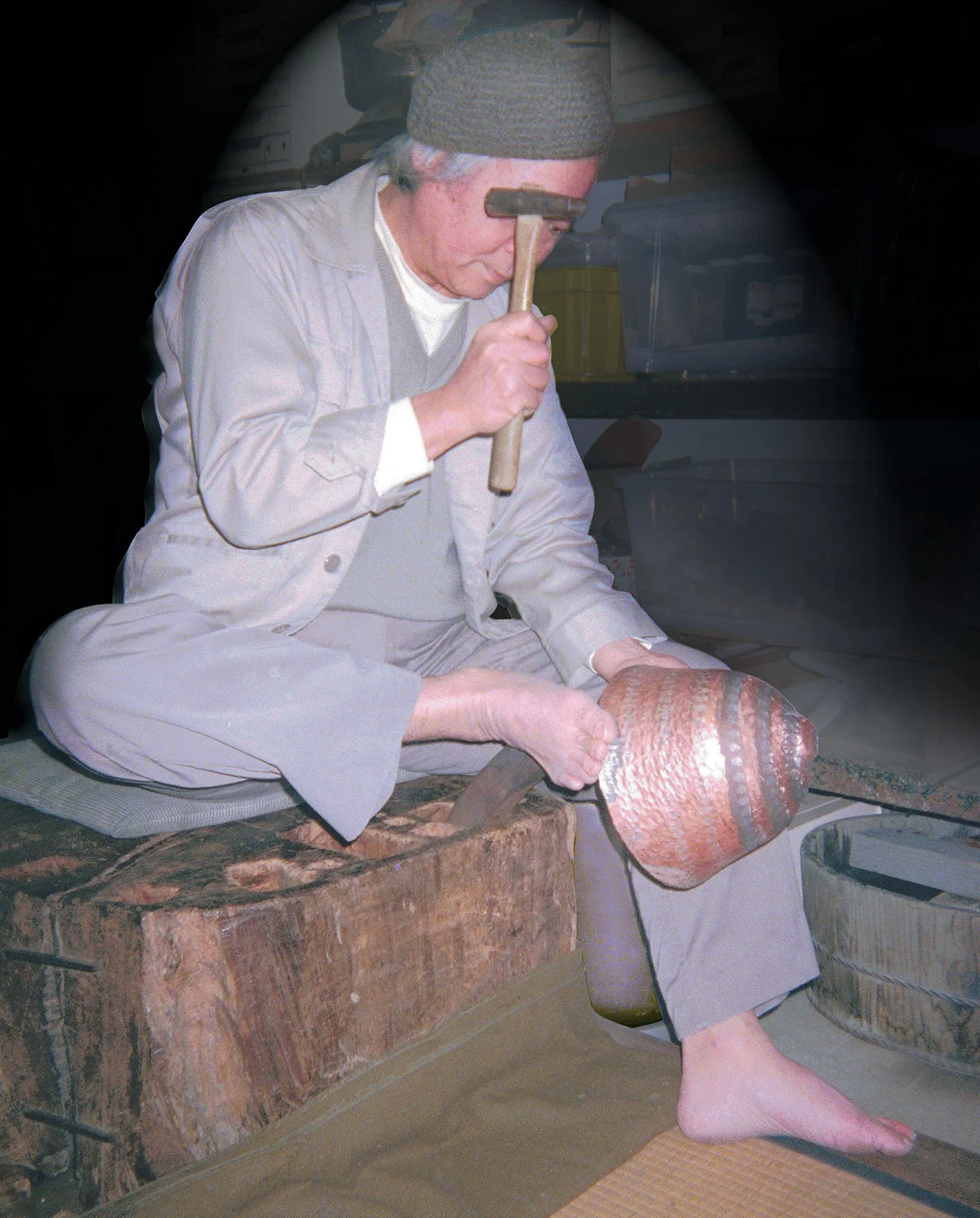 Mokume-Master-Norio-Tamagawa-at-Work-in-his-Studio