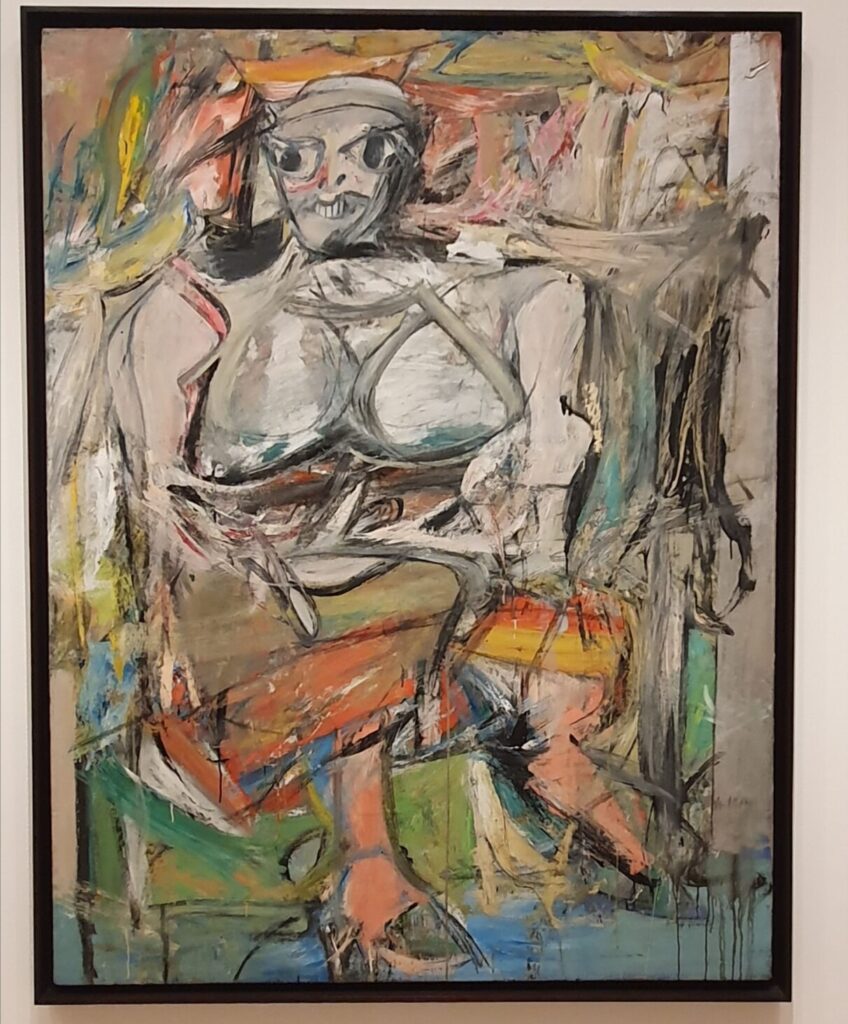 تُجسّد لوحة “Woman I” (1950–1952) لويليم دي كونينغ جوهر التعبيرية التجريدية الأمريكية؛